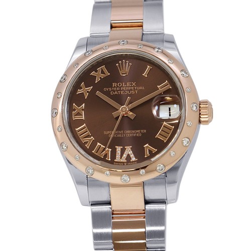 ROLEX Datejust Diamond Bezel 31mm Steel 18K Rose Gold Chocolate Dial 278341RBR
