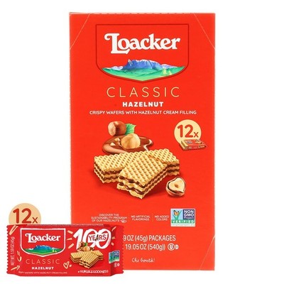 Loacker Classic Hazelnut Wafer Cookies Pack of 12 Cream Filled Snacks