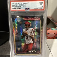 2024 Topps Chrome Jayden Daniels Prism Refractor RC PSA 9 🔥 Commanders QB #201