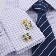 Luxury Rhinestone Men Cufflinks Studded Shirt Sleeve Studs 1 Pair Cuff Links