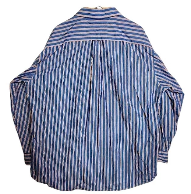 Camisa Tommy Hilfiger Popelina Abotonada Manga Larga Para Hombre 17-34 Azul Rojo Rayas Foto 2 de 4