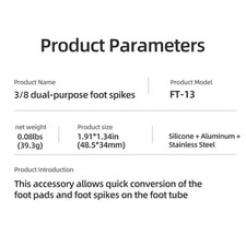 Silicone & Metal 3/8 Thread Tripod Feet Spikes Foot Nail Pad for Stable Support