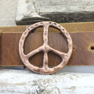 Gürtelschnalle Peace Kupfer Schließe Buckle Wechselschließe für 4 cm leder - Bild 1 von 4