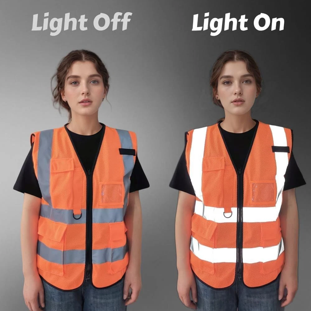 Safety Vest for Road Crew, Hi Vis Reflective High Visibility Strips Outdoor - product detail image 3