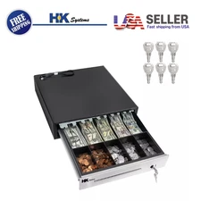 16" POS Cash Drawer Stainless Steel Front, Ball Bearing Slide,Tray 5Bill/5Coin  