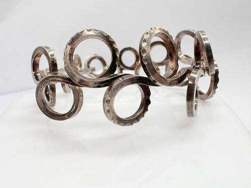 VINTAGE MASSIV SILBER MCM MODERNIST WALLY MORGAN DESIGNS DAMEN ARMBAND / ARMREIF - Bild 6 von 12