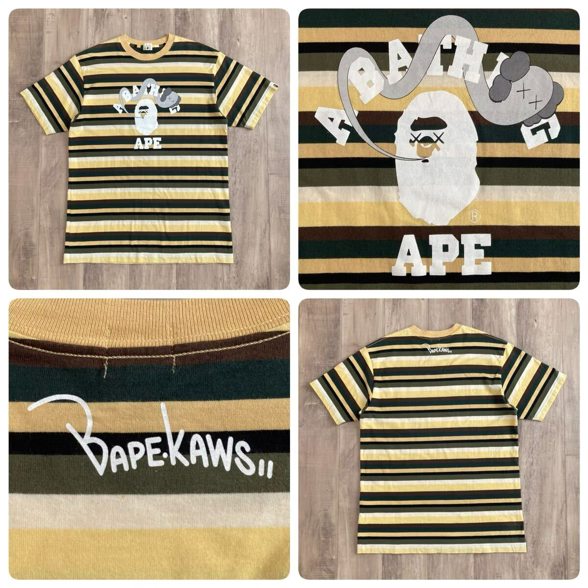 BAPE × KAWS Bendy College Logo T-Shirt a bathing ape NIGO Size L
