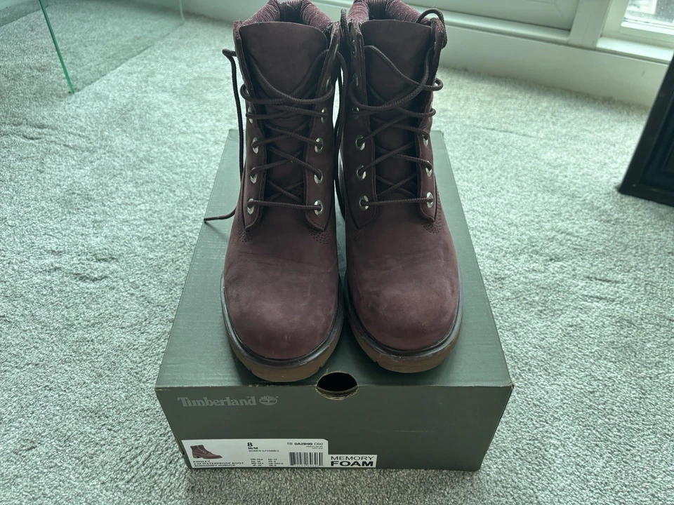 Timberland женщин водонепроницаемый ботинки в бордовый нубук Kinsley Sz 8 - в коробке новом - Изображение 2 из 3