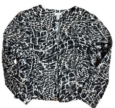 NEW CHICO  S Woman  s Long Sleeve Animal Print Cotton No Closure Blazer Jacket 1
