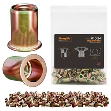 HANGLIFE Rivet Nut, #10-24 UNC SAE Rivnut - Flat Head #10-24(100pcs) 