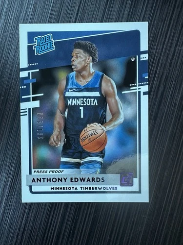 ANTHONY EDWARDS 2020-21 DONRUSS RATED ROOKIE PRESS PROOF #201 006/199 RC