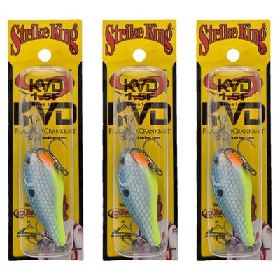 (Lot of 3) Strike King KVD 1.5 Flatside Crankbait Citrus Shad 3/8oz Silent Diver