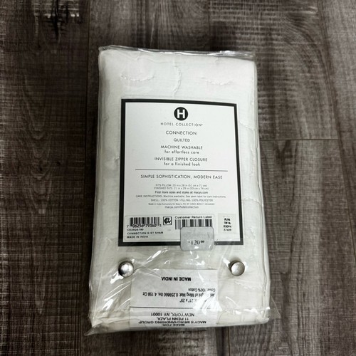 Hotel Collection Quilted Standard Pillowsham in White Zipper Closure NWT - Picture 2 of 2