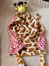 Brown Giraffe Pink Zigzag Satin Plush Security Blanket 22  Tail Soft FREE SHIP