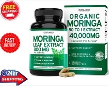 Organic Moringa Capsules 40,000Mg (3 Month Supply) Pure Organic Moringa Leaf Pow