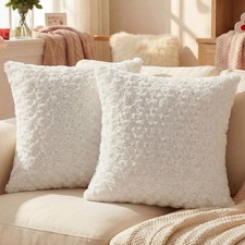 Pack of 2 Solid Throw Pillow Covers 18x18 Inch Soft Rose Swirl Textured Decor...