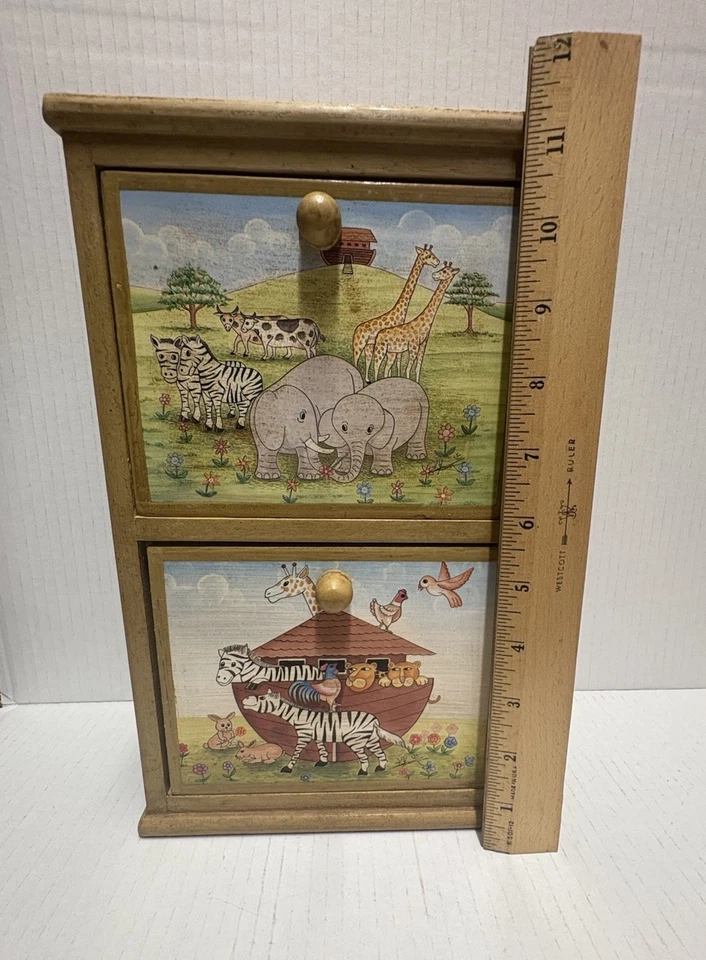 Caja Madera Dos Cajones Habitación Infantil Arca de Noé animales 11 en Tailandia Foto 4 de 4