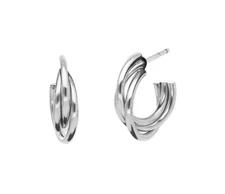 Women's 2JEWELS Steel Straided Semicircle Smooth Earrings 261328