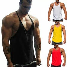 Stringer Vest Solid Top Fitness Muscle Tank Gym Men Workout Bodybuilding Sports