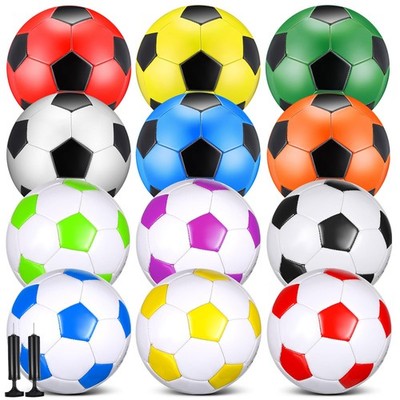 12 Pcs Soccer Balls Bulk Size 4 Soccer Balls with Pump Soft Football Outdoor ...