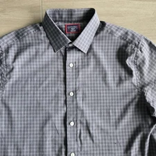 UNTUCKit Shirt Mens Medium Gray Plaid Button Up Slim Fit Long Sleeve Performance