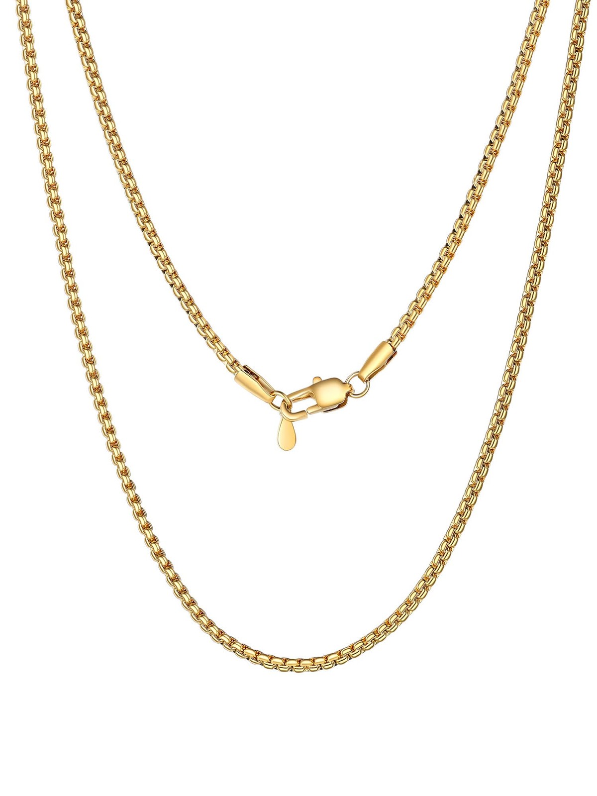 Collier Homme Or Anti-Ternissement Chaîne Dorée 2mm Acier Inoxydable 76cm