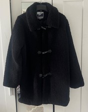 New Sherpa Teddy coat black faux fur jacket size XL