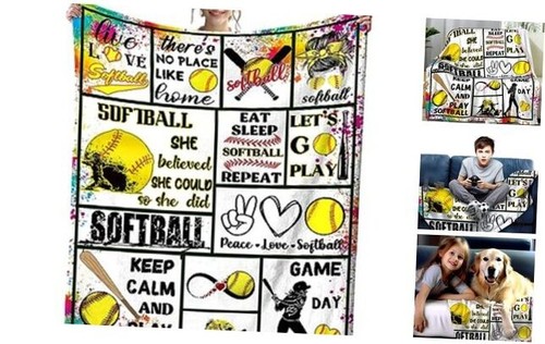 Softball Blanket Ligtweight Cozy Soft Print Flannel Soccer Baseball Throw
