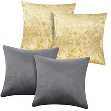 4 Pcs Velvet Pillow Covers Winter Throw Pillow Cases 18 x 18 Inch Gray,gold
