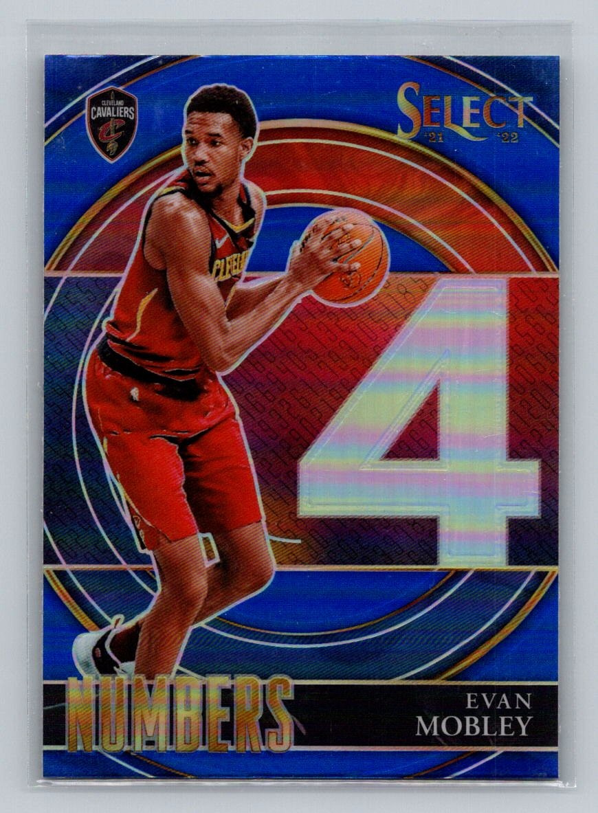 2021-22 Panini Select #32 Evan Mobley Select Numbers Blue Prizms RC Rookie