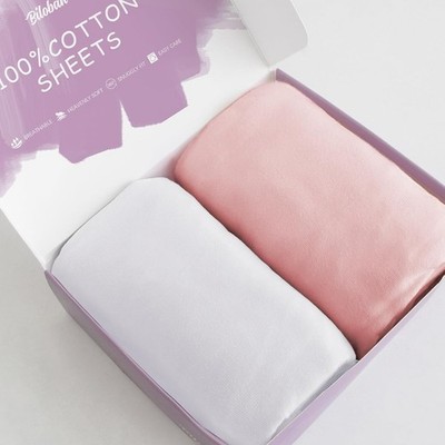 100% Cotton Bassinet Sheets Soft&Breathable Fitted Sheets 2-Pack Multi-size Pink