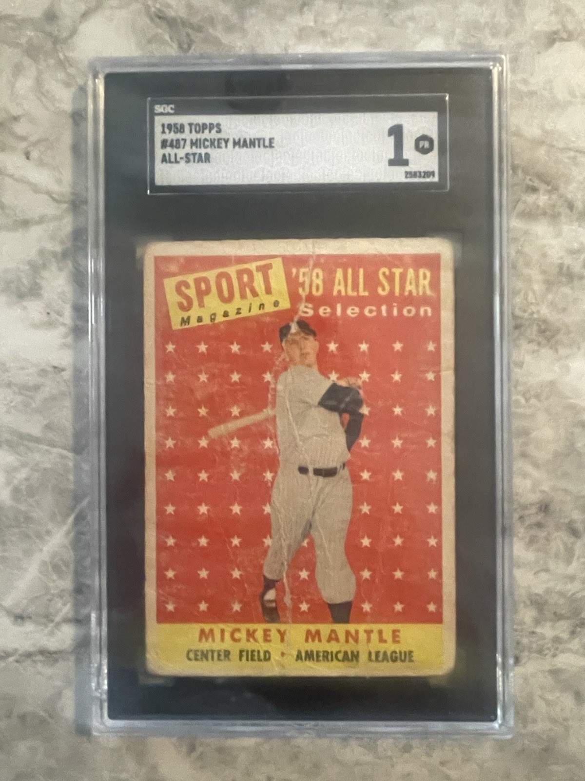 1958 Topps Mickey Mantle All-Star #487 PSA 1  HOF!!