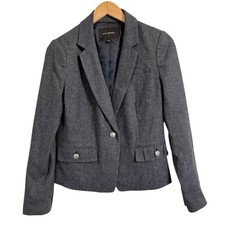 Banana Republic Blue Gray Wool Blend Tweed Blazer Jacket Lined Women  s Size 6