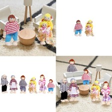 Wooden Dollhouse Family Set Miniature Dolls Role Pretend Play for Boys Girls