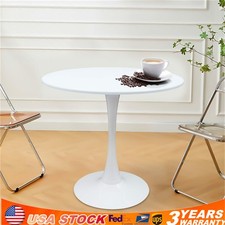 Round Tulip Pedestal Dining Table Mid-century Modern Coffee Leisure Table White Round Tulip Pedestal Dining Table Mid-century Modern Coffee Leisure Table White
