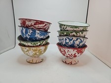 Blue green red White Splatter Swirl Enamel Ware ice cream dish hong kong