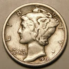 1938 S Mercury Dime EF-XF  Actual Coin Pictured- Not Cleaned, Polished or Dipped