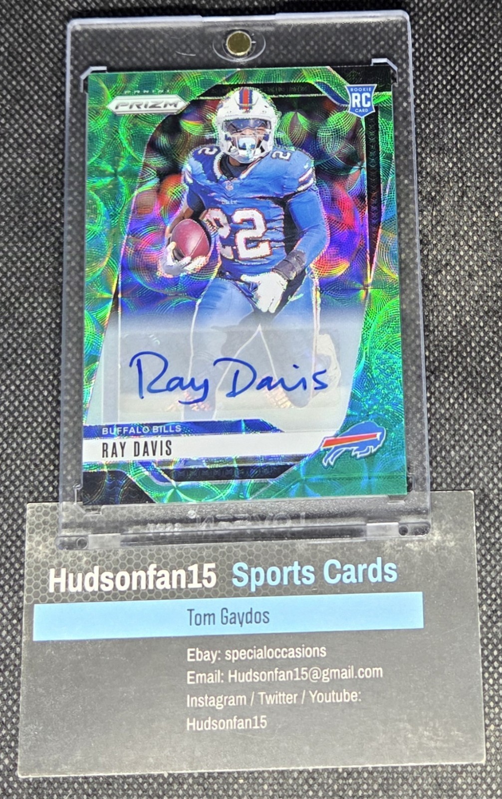 Ray Davis 2024 Panini Prizm #382 Rookie Auto Green Scope 50/75 Buffalo Bills