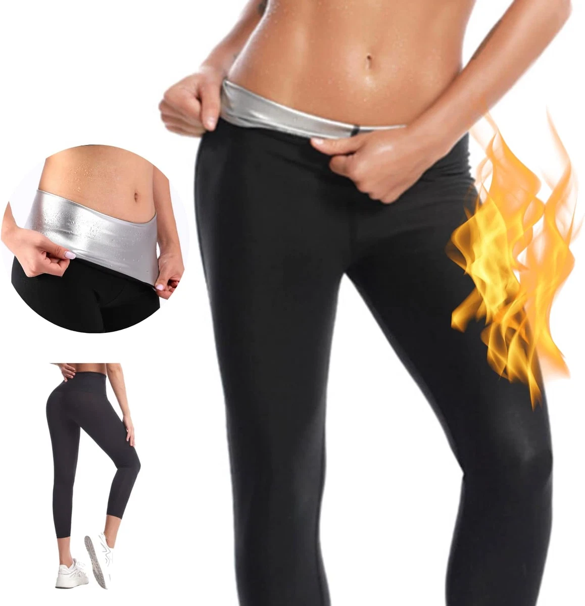 Pantaloni Sauna Modellanti Body Shaper - Vita Alta, Compressione, Tummy Control - Nero