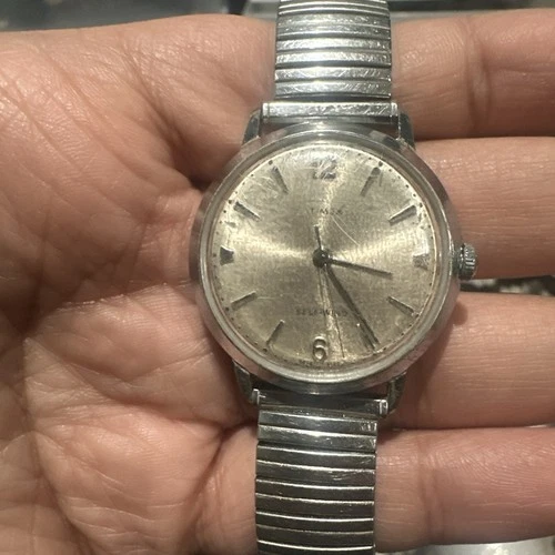 Vintage Timex Automatic Self-Wind Men's Watch 34mm Silver Fit 8” Read Descrption