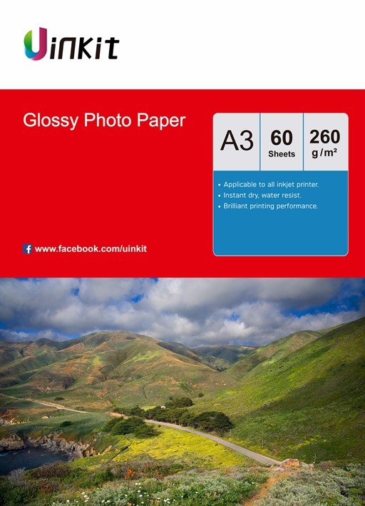 60 Sheets A3 Inkjet Paper High Glossy 260Gsm Thick Photo Paper Printing Uinkit