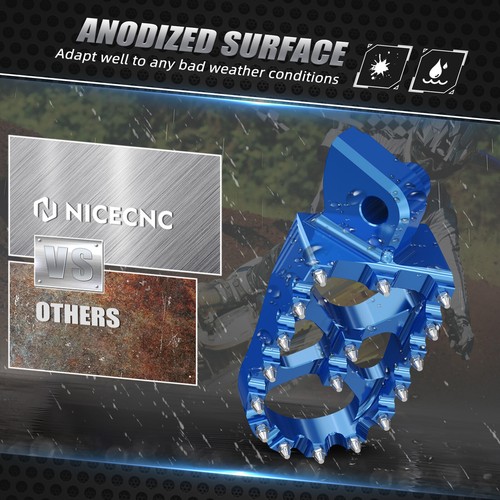 CNC Foot Pegs Footrest Pedal Blue For Yamaha YZ125X 2017-2023 YZ250X 2016-2023 - Picture 4 of 12