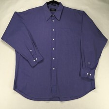 CHAPS RALPH LAUREN FINE IMPORTED FABRIC Men's Shirt Size 17.5 Solid Blue