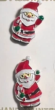 Pretty Streamline Card w 2 WAVING SANTA Metal Realistic HP 3D Buttons 7/8”