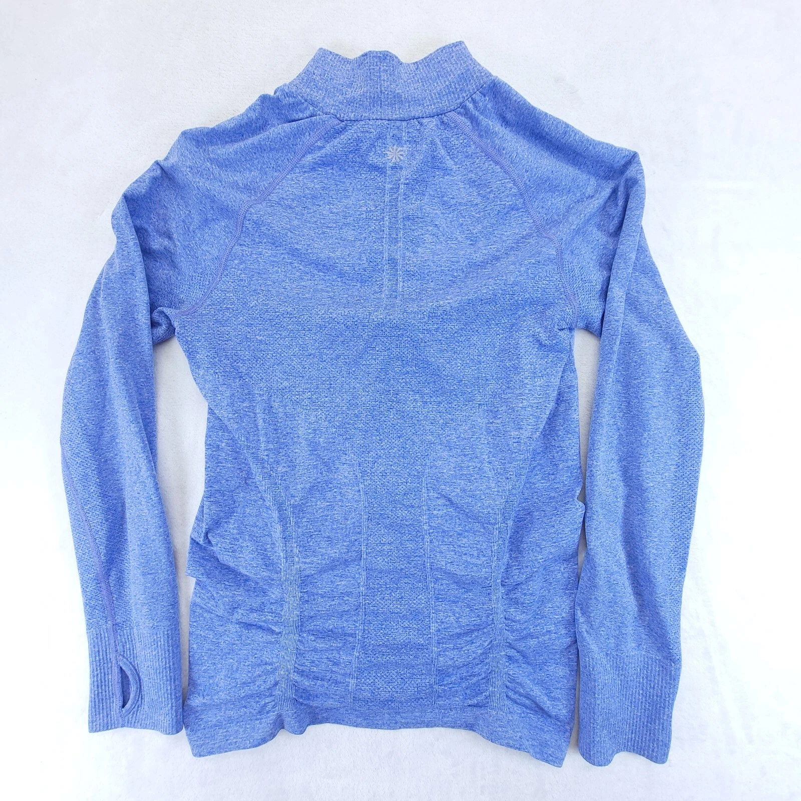 athleta fastest track space dye half zip thumb holes shirt