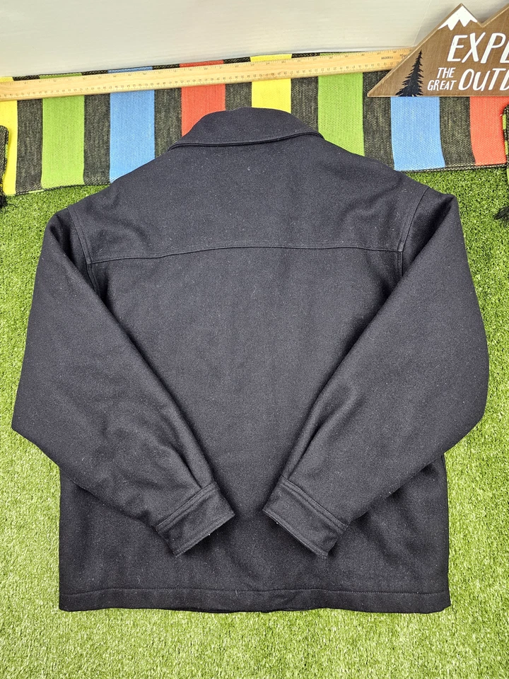 Abercrombie fitch men wool blend jacket M full zip dark blue pockets vintage - Image 3 of 4