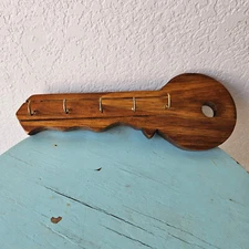 Vintage Key Shaped Hooks Hanging Holder Wall Mounted Solid Wood Decor
