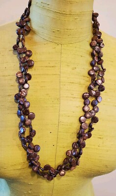 58'' EXTRA LONG BROWN COCONUT SHELL BEAD DOUBLE/TRIPLE HANDCRAFTED NECKLACE