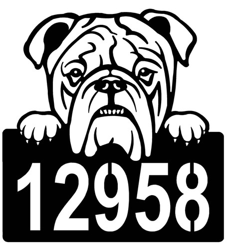 English Bulldog Address Sign - Detailed Dog Design with Custom House Numbers - M - Picture 7 of 8
