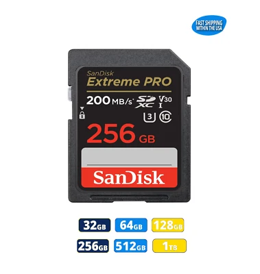 Sandisk Extreme Pro SD Cards for Canon EOS R6 R5 M50 Mark II Mirrorless Cameras - Image 1 of 4